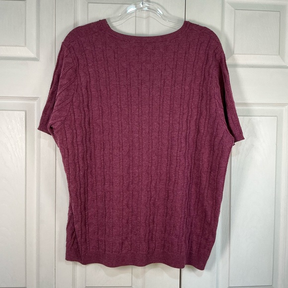 🍓 Alfred Dunner Purple Short Sleeve Lightweight Sweater - 3X - Picture 2 of 3